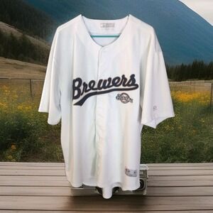 Milwaukee Brewers‎ Dynasty Men Embroidered Gray Baseball Jersey MLB Extra Large